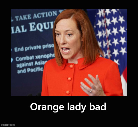 Orange lady bad | Orange lady bad | image tagged in jen psaki | made w/ Imgflip meme maker