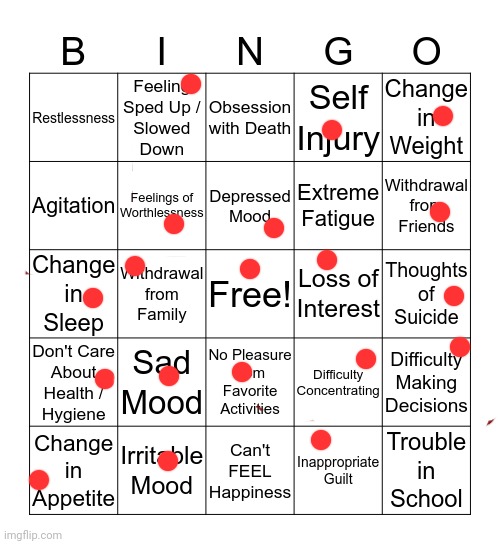 Like 3 bingos | image tagged in depression bingo 1 | made w/ Imgflip meme maker