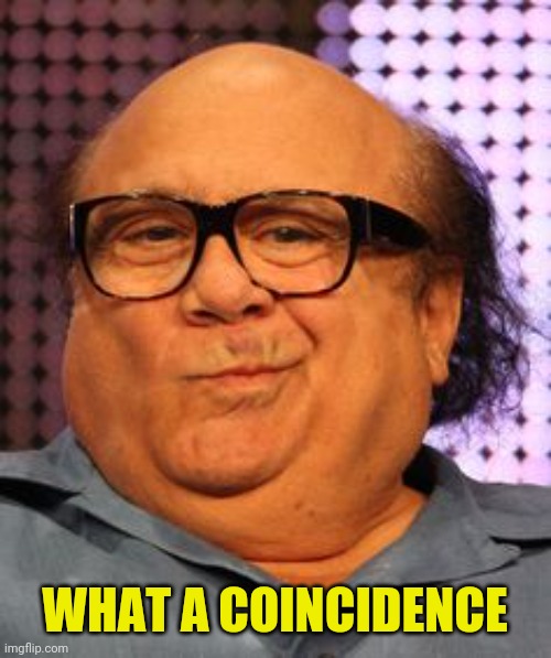 Bernie Danny devito | WHAT A COINCIDENCE | image tagged in bernie danny devito | made w/ Imgflip meme maker