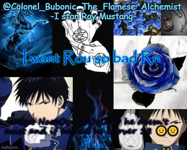 Roy Tempo again | I want Rou so bad Rn; But NoooOooOOOoOOO he doesn't exist and if he did he is over 18 😟😟 | image tagged in roy tempo again | made w/ Imgflip meme maker