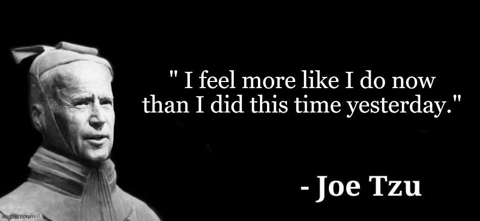 Puppet Actor | " I feel more like I do now than I did this time yesterday." | image tagged in joe tzu,puppet,political meme,book of idiots | made w/ Imgflip meme maker