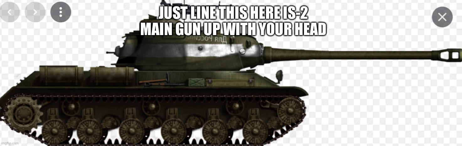 Tonk | JUST LINE THIS HERE IS-2 MAIN GUN UP WITH YOUR HEAD | image tagged in stalin exe | made w/ Imgflip meme maker