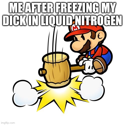 no context | ME AFTER FREEZING MY DICK IN LIQUID NITROGEN | image tagged in memes,mario hammer smash | made w/ Imgflip meme maker