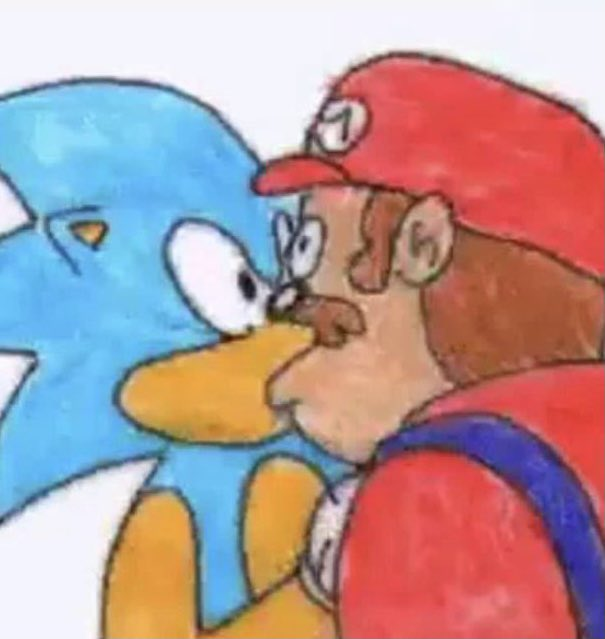 High Quality sonic and mario kissing Blank Meme Template