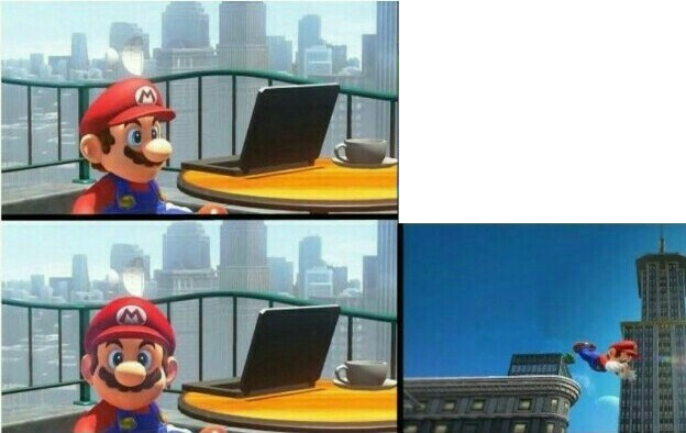 Mario reacts to X Blank Meme Template