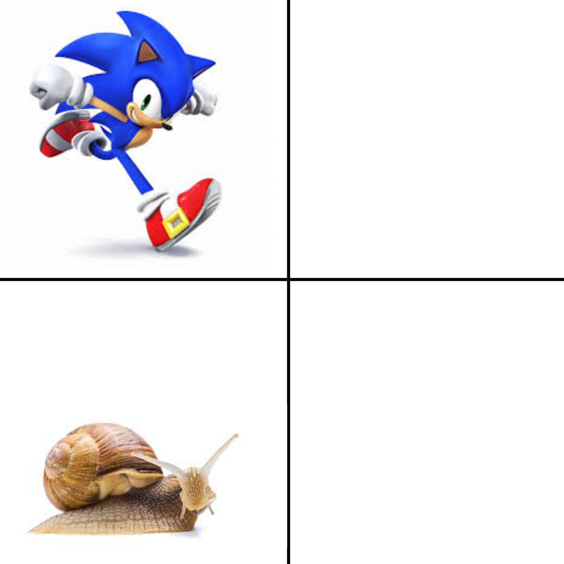 High Quality Sonic vs snail Blank Meme Template