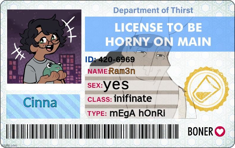 mah horni license Blank Meme Template