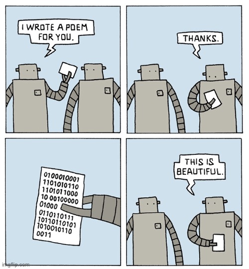 writing in code | image tagged in comics/cartoons,funny,code,letter,robot | made w/ Imgflip meme maker