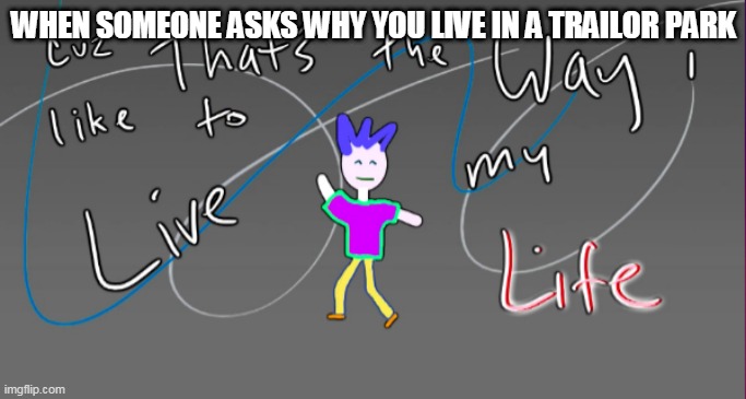 Cause that’s the way I like to live my life |  WHEN SOMEONE ASKS WHY YOU LIVE IN A TRAILOR PARK | image tagged in cause that s the way i like to live my life | made w/ Imgflip meme maker