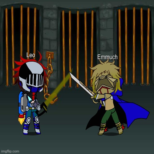 Meet Emmuch, (feat Leo), Emmuch is the wielder of the original gold saber and leader of the cult of the gold saber | made w/ Imgflip meme maker