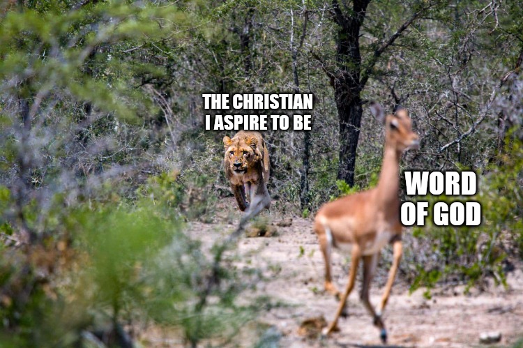 Prey | THE CHRISTIAN I ASPIRE TO BE; WORD OF GOD | image tagged in prey | made w/ Imgflip meme maker
