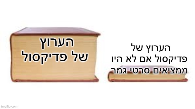 Big book small book | הערוץ של פדיקסול אם לא היו ממציאים סרטי גמר; הערוץ של פדיקסול | image tagged in big book small book | made w/ Imgflip meme maker