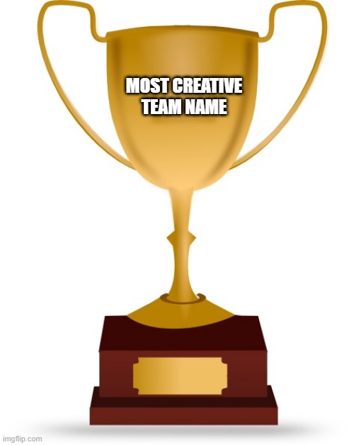 Most Creative Team Name | MOST CREATIVE TEAM NAME | image tagged in blank trophy | made w/ Imgflip meme maker