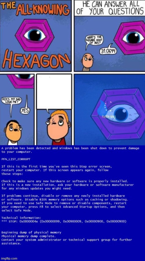 All Knowing Hexagon with BSOD | image tagged in all knowing hexagon with bsod | made w/ Imgflip meme maker