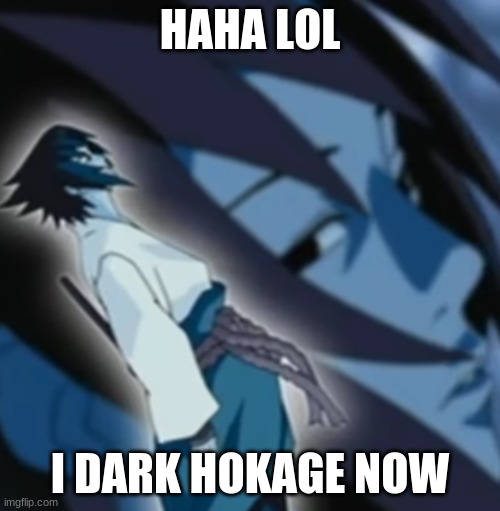 sasuke blue bird | HAHA LOL; I DARK HOKAGE NOW | image tagged in sasuke blue bird | made w/ Imgflip meme maker