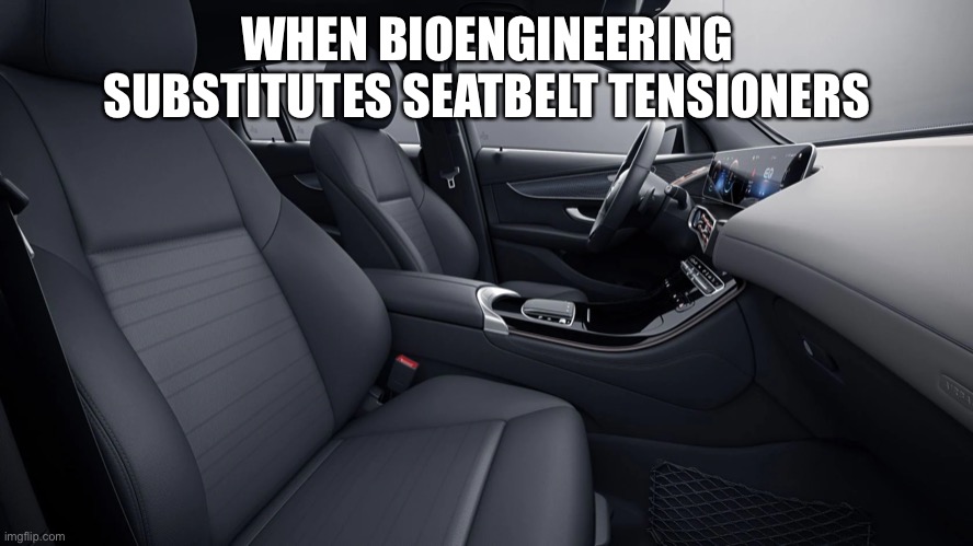 The Main Plug | WHEN BIOENGINEERING SUBSTITUTES SEATBELT TENSIONERS | image tagged in automotive,genetics,weed | made w/ Imgflip meme maker