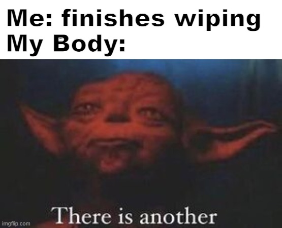 First Meme i made | Me: finishes wiping
My Body: | image tagged in yoda there is another | made w/ Imgflip meme maker