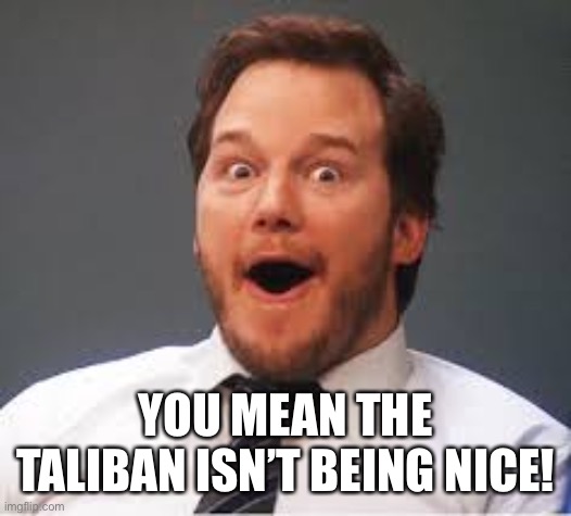 Surprised Andy | YOU MEAN THE TALIBAN ISN’T BEING NICE! | image tagged in surprised andy | made w/ Imgflip meme maker