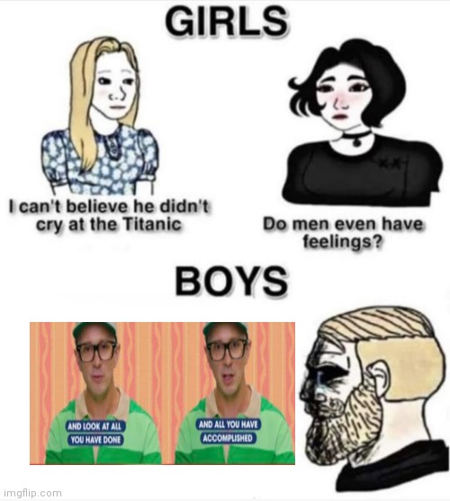 Do men even have feelings | image tagged in do men even have feelings,blues clues,memes | made w/ Imgflip meme maker