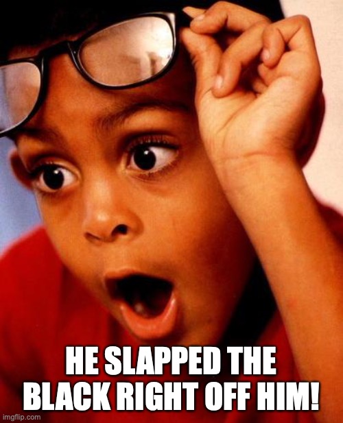 Wow | HE SLAPPED THE BLACK RIGHT OFF HIM! | image tagged in wow | made w/ Imgflip meme maker