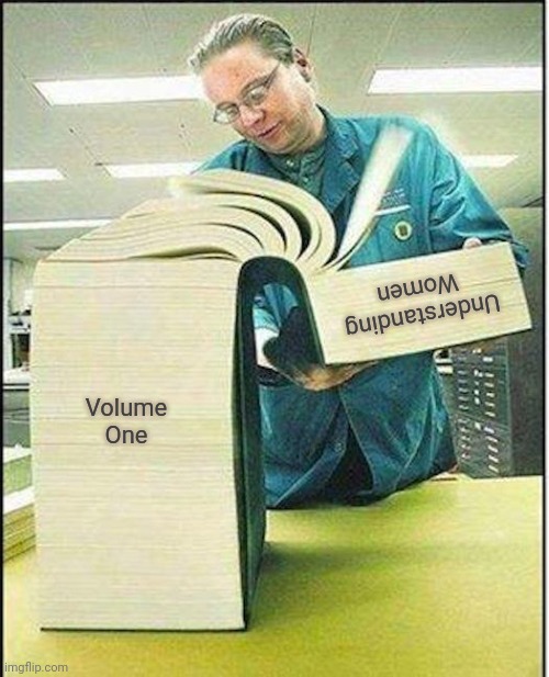 Wait, how many volumes are there!! |  Volume One; Understanding Women | image tagged in big book,women,marriage,true love,groom,angry bride | made w/ Imgflip meme maker