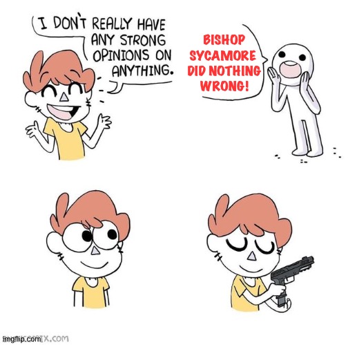 I don't really have strong opinions | BISHOP
SYCAMORE 
DID NOTHING
WRONG! | image tagged in i don't really have strong opinions | made w/ Imgflip meme maker