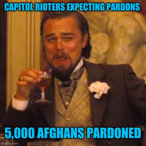 What being a Trump loyalist brings ya | CAPITOL RIOTERS EXPECTING PARDONS; 5,000 AFGHANS PARDONED | image tagged in memes,laughing leo | made w/ Imgflip meme maker