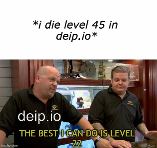 *i die level 45 in 
deip.io*; deip.io; THE BEST I CAN DO IS LEVEL
22 | image tagged in best i can give you | made w/ Imgflip meme maker