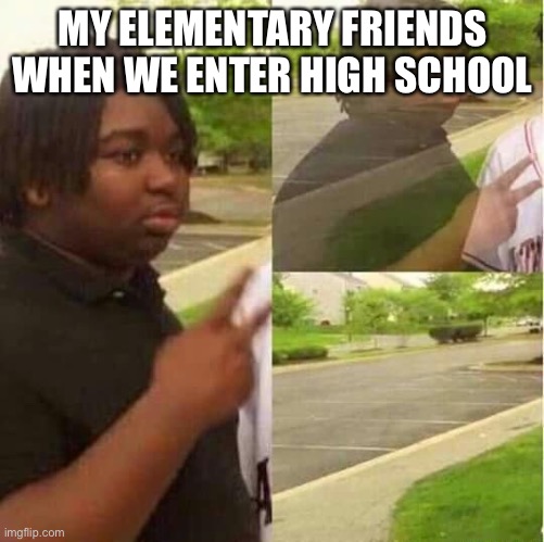 disappearing  | MY ELEMENTARY FRIENDS WHEN WE ENTER HIGH SCHOOL | image tagged in disappearing,sad,school | made w/ Imgflip meme maker