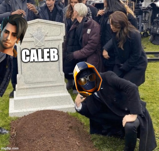 Grant Gustin over grave | CALEB | image tagged in grant gustin over grave | made w/ Imgflip meme maker