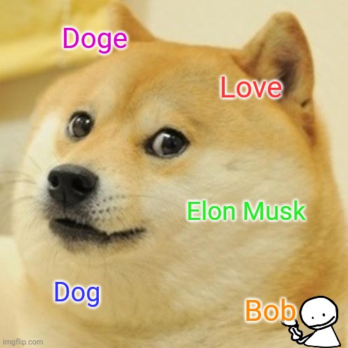 Doge Love Elon Musk Dog Bob | image tagged in memes,doge | made w/ Imgflip meme maker