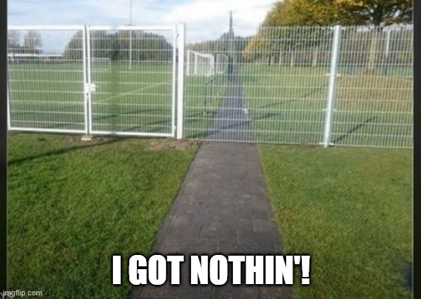 Gated | I GOT NOTHIN'! | image tagged in you had one job | made w/ Imgflip meme maker