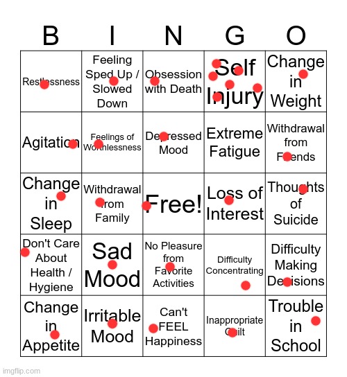 depression bingo 1 | image tagged in depression bingo 1 | made w/ Imgflip meme maker