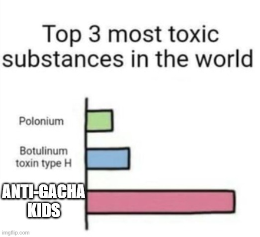AYO ITS TRUEEE | ANTI-GACHA KIDS | image tagged in top 3 toxic substances | made w/ Imgflip meme maker