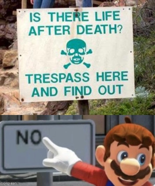 No second life after death | image tagged in mario no sign,memes,funny,funny signs,dank memes | made w/ Imgflip meme maker
