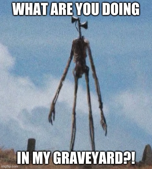 Maybe that's why he killed her... |  WHAT ARE YOU DOING; IN MY GRAVEYARD?! | image tagged in siren head | made w/ Imgflip meme maker