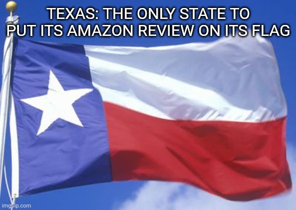 One is still pretty generous | TEXAS: THE ONLY STATE TO PUT ITS AMAZON REVIEW ON ITS FLAG | image tagged in texas,hillbillies,rednecks | made w/ Imgflip meme maker