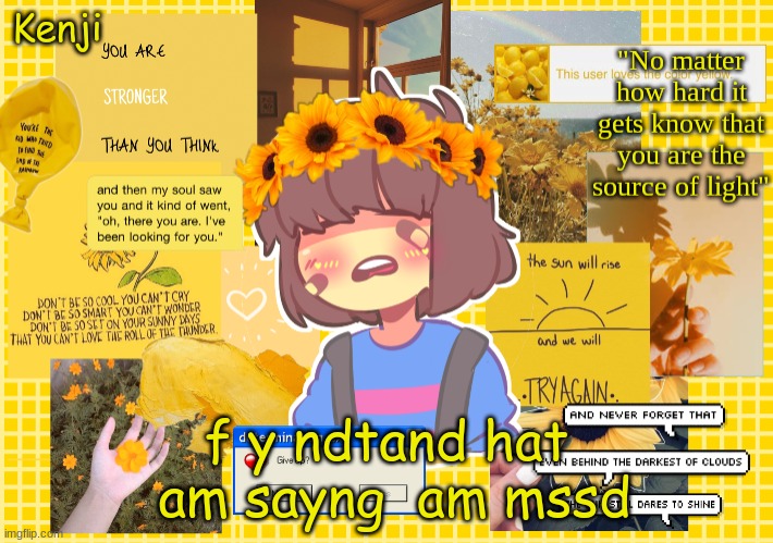 bt bably n n kns | f y ndtand hat  am sayng  am mssd | image tagged in frisk | made w/ Imgflip meme maker