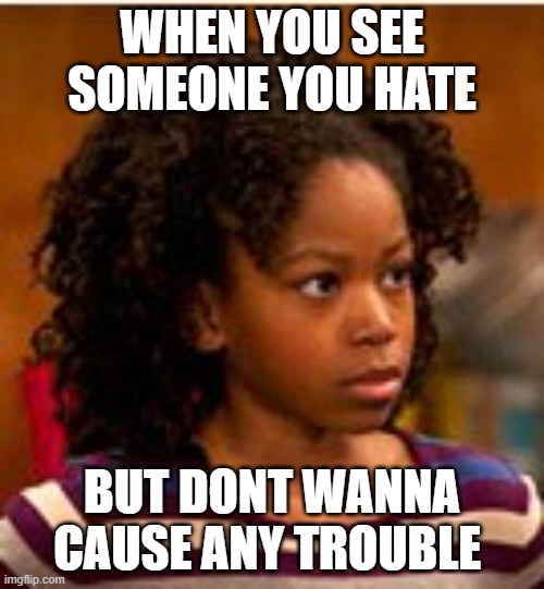 charlotte for memes more henry danger memes | WHEN YOU SEE SOMEONE YOU HATE; BUT DONT WANNA CAUSE ANY TROUBLE | image tagged in henry danger charlotte | made w/ Imgflip meme maker