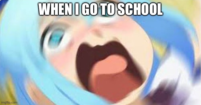 School | WHEN I GO TO SCHOOL | image tagged in anime girl blur | made w/ Imgflip meme maker