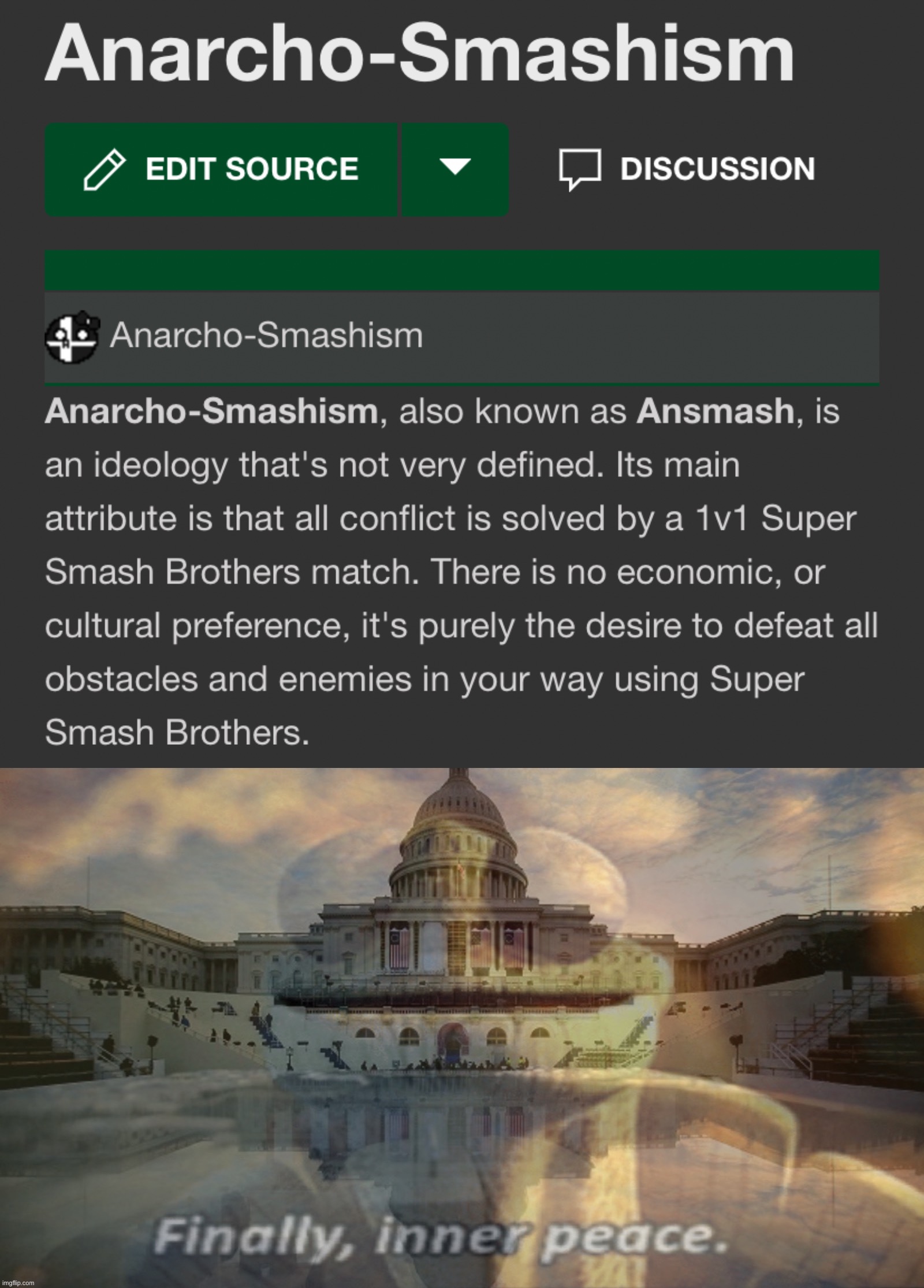 Okay… here it is… It’s been a long political journey for me but I think I’ve found my true home. | image tagged in inauguration finally inner peace,super smash bros,super smash brothers | made w/ Imgflip meme maker