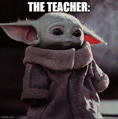 Sad Baby Yoda | THE TEACHER: | image tagged in sad baby yoda | made w/ Imgflip meme maker