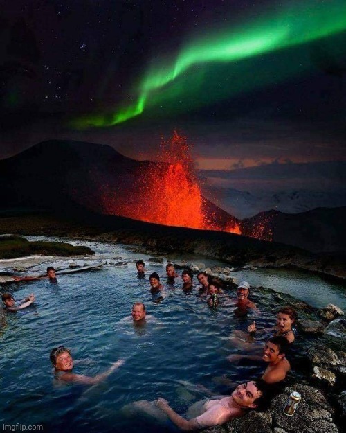 Chillin' in Iceland! | image tagged in iceland,aurora,lava,beautiful nature,awesome,pic | made w/ Imgflip meme maker