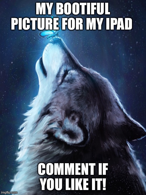 My picture for ipad | MY BOOTIFUL PICTURE FOR MY IPAD; COMMENT IF YOU LIKE IT! | image tagged in optimistic moon moon wolf vanadium wolf | made w/ Imgflip meme maker