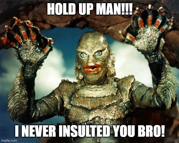 HOLD UP MAN!!! I NEVER INSULTED YOU BRO! | made w/ Imgflip meme maker