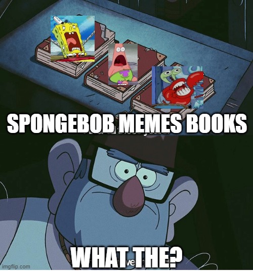 what the? | SPONGEBOB MEMES BOOKS; WHAT THE? | image tagged in finally i have them all,spongebob | made w/ Imgflip meme maker