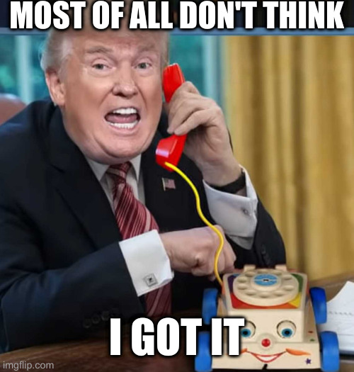 the important thing is don't slow down and don't let the Democrats win ... | MOST OF ALL DON'T THINK; I GOT IT | image tagged in i'm the president | made w/ Imgflip meme maker