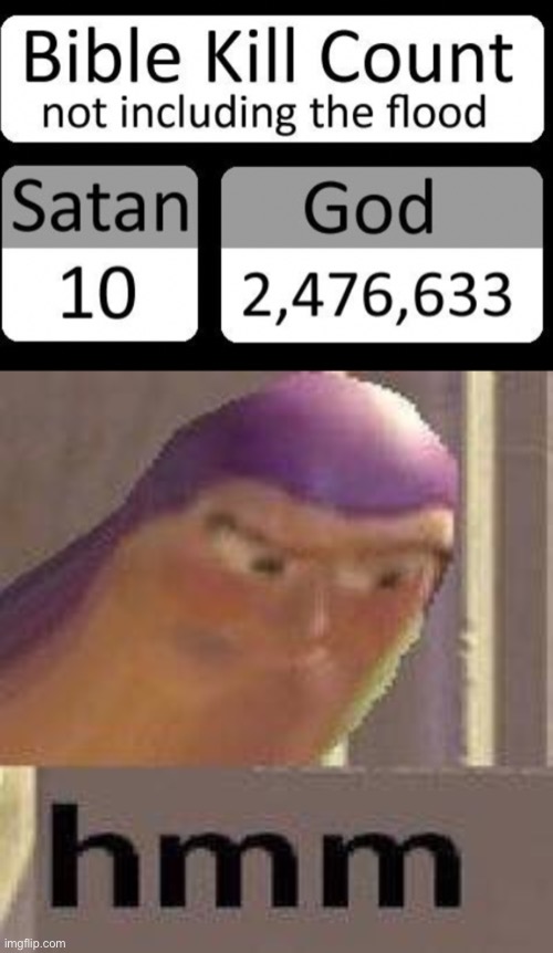 God had absolutely no chill | image tagged in buzz lightyear hmm | made w/ Imgflip meme maker