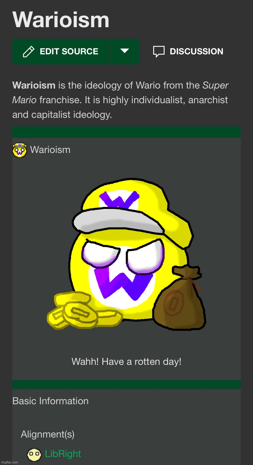 Warioism ideology | image tagged in warioism ideology | made w/ Imgflip meme maker