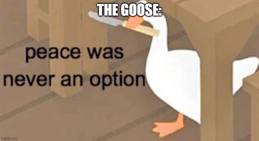 Untitled Goose Peace Was Never an Option | THE GOOSE: | image tagged in untitled goose peace was never an option | made w/ Imgflip meme maker